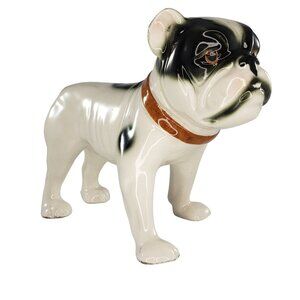 Vintage Bulldog Figurine Black White Dog Collar